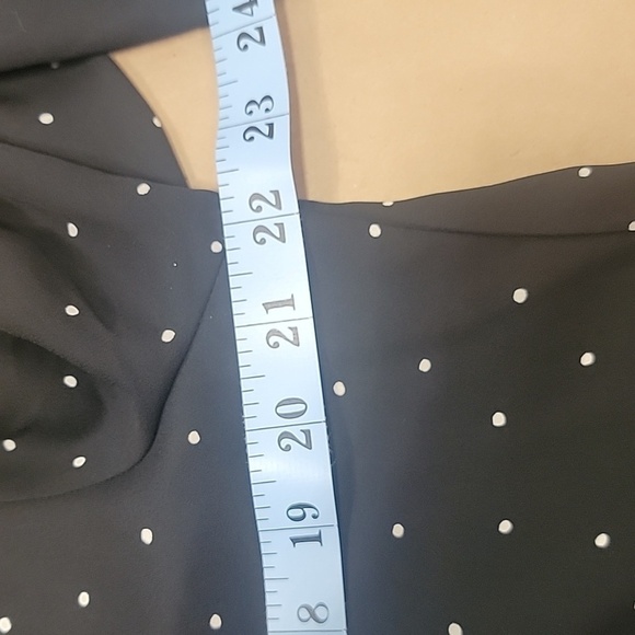 Lush, Size M Black and White Polka Dot Blouse, Split V-Neck, EUC - Picture 7 of 9